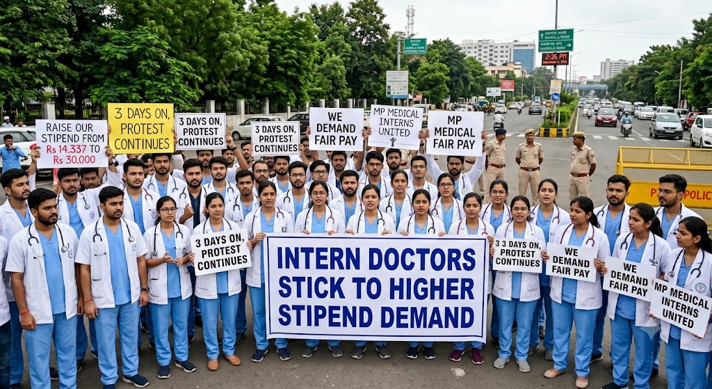 MP Medical Interns Enter Day 3 of Protest, Demand Stipend Rise to Rs 30,000