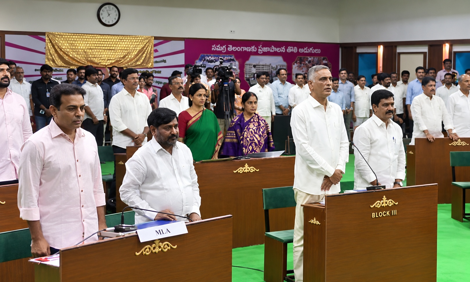BRS Holds Mock Assembly at Telangana Bhavan After 22 MLAs Get Suspended